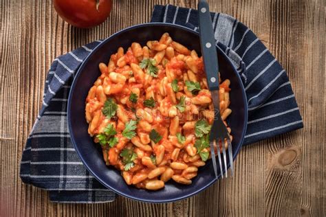 Cavatelli Pasta with Fresh Tomato Sauce. Stock Image - Image of dinner, tomato: 120177875