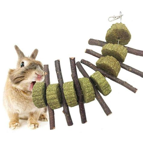 Windfall Rabbit Chew Toys, Bunny Hanging Toys with Timothy Apples Wood ...