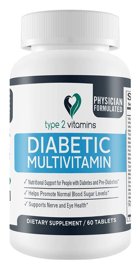 Type 2 Vitamins Diabetic Multivitamin - 60 Tablets - Supportive Nutrition for Diabetes and Pre ...