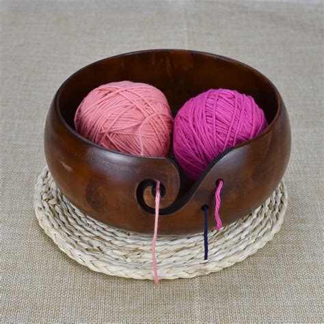 Wooden Yarn Bowl DIY Handcrafted Knitting Yarn Holder For Knitting and ...