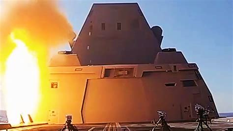 USS Zumwalt Firing SM-2 Missile | USN MK 57 Vertical Launching System Live-Fire Test Exercise ...