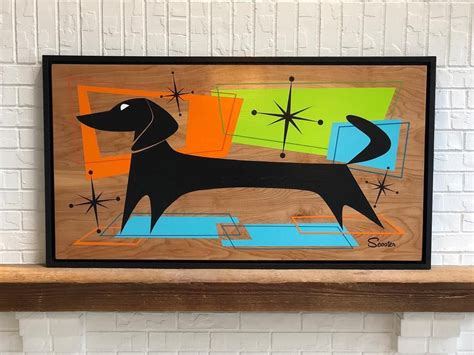 Mid Century Modern Dachshund Dog art “Mister Peepers” by Art of Scooter ...