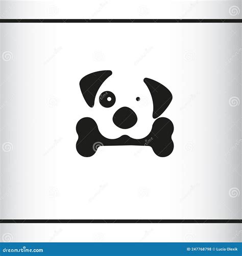 Dog with Bone. Black and White Simple Logo Design Stock Illustration ...