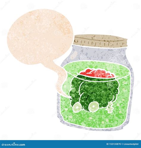 A Creative Cartoon Spooky Brain in Jar and Speech Bubble in Retro Textured Style Stock Vector ...