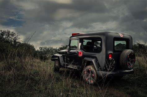 Modified Mahindra Thar by Red-D customs rear three quarters