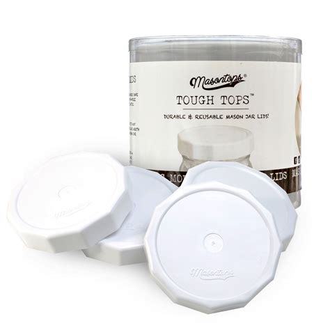 Masontops Tough Tops - Wide Mouth Mason Jar Lid - White - Bpa-Free Plastic Screw Caps - Reusable ...