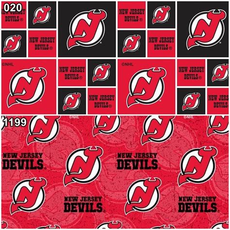 NHL Logo New Jersey Devils Red & Black Ice Hockey Team 100% Cotton ...