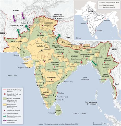 India and neighbours: The British Raj, map created by Hugues Piolet for ...