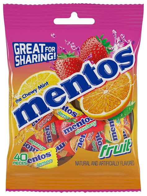 Amazon.com: Mentos Chewy Mint Candy, Fruit, Individually Wrapped 40 ...