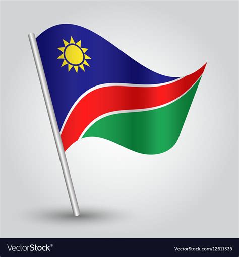 Namibian flag on pole Royalty Free Vector Image