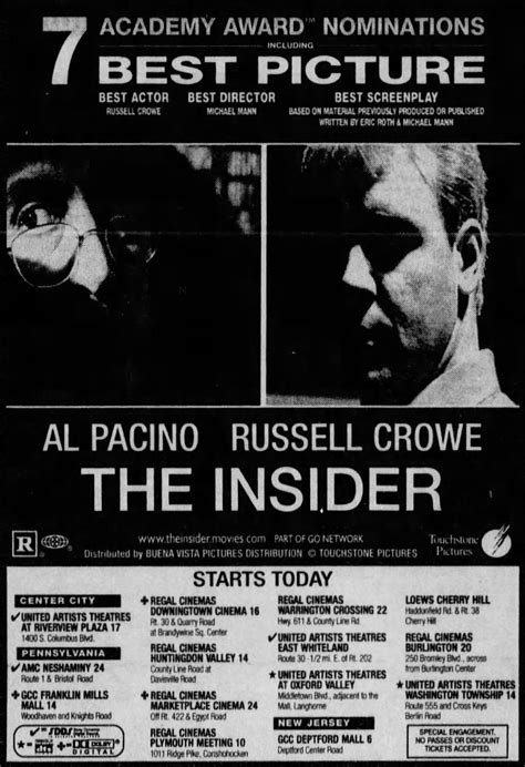 The Insider (1999) | Best screenplay, Michael mann, Best director