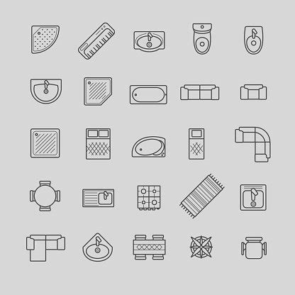 Furniture Icons, Top View Stock Clipart | Royalty-Free | FreeImages