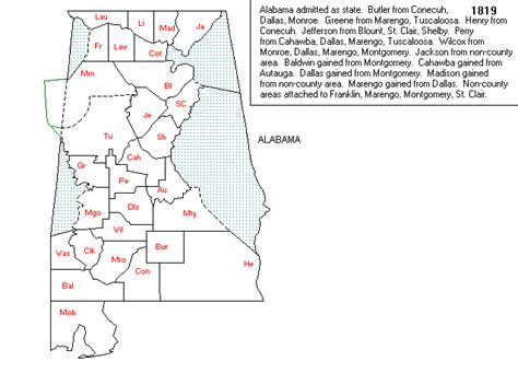 1819 Alabama Statehood Map — Alabama Genealogy