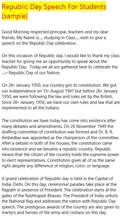 Republic Day Speech 2024 in English | Speech on Republic Day 2024 PDF