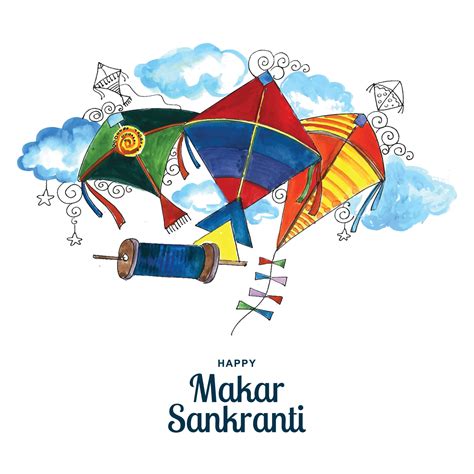 Makar sankranti celebration with colorful kites design 4911525 Vector ...