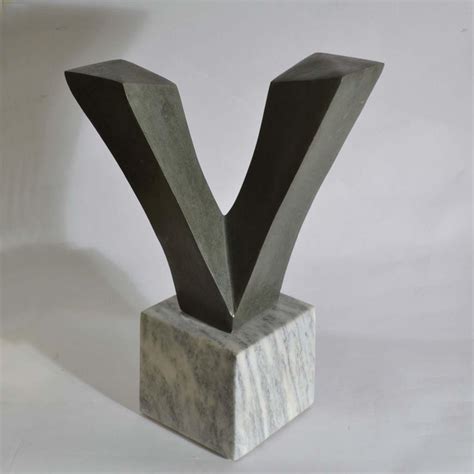 Minimalist Abstract Sculpture in Hard Stone on Sculptural Carrara ...