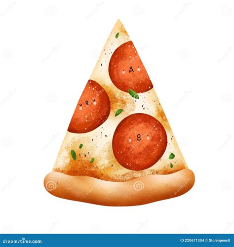 Cartoon Pepperoni Pizza Slice. Vector Illustration | CartoonDealer.com ...