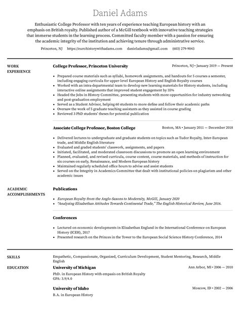 College Professor Resume Example & Writing Tips for 2022