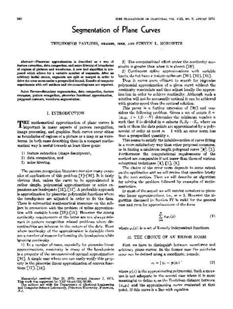 (PDF) Segmentation of Plane Curves