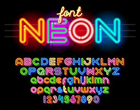 Neon font colorful vector | Graffiti lettering fonts, Lettering alphabet fonts, Neon