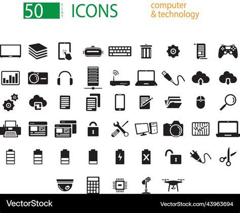 Flat icons computer technology pack Royalty Free Vector