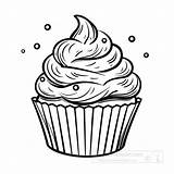 Food Outline Clipart cupcake With Cream coloring Book Sketch clipart  sketch template