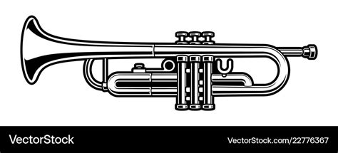 Black and white of trumpet Royalty Free Vector Image