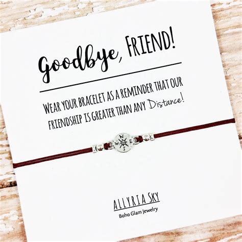 Friendship Bracelet Best Friend Bracelet Goodbye Gift Compass Bracelet Going Away Gift Long ...