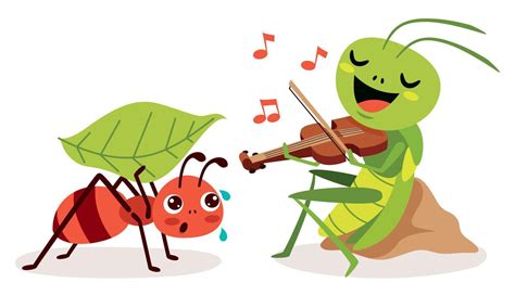 Cartoon Illustration Of Grasshopper And Ant 13536966 Vector Art at Vecteezy