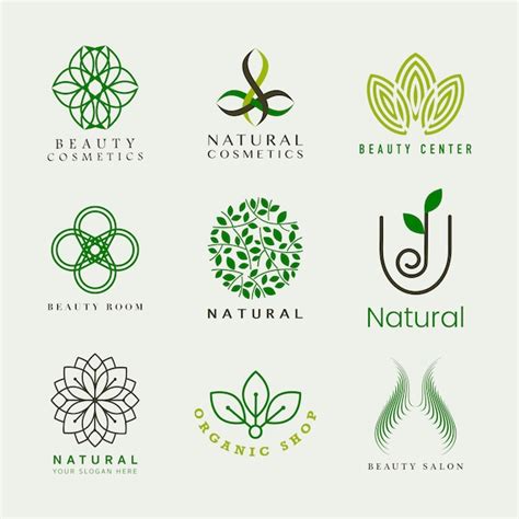 Free Vector | Set of natural cosmetics logo vector