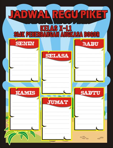 Contoh Gambar Jadwal Piket Terbaru