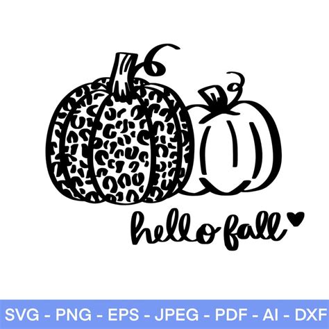 Hello Fall Pumpkin SVG Leopard Print Pumpkin Pumpkin Stencil | Etsy