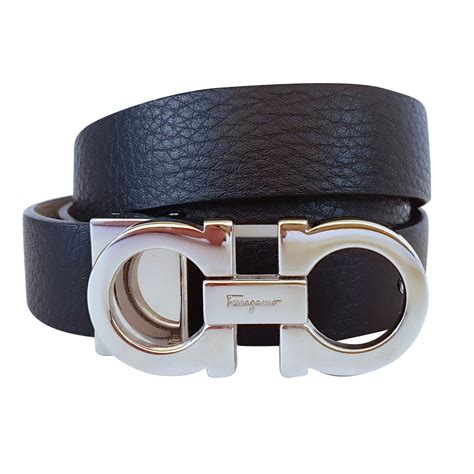 Salvatore Ferragamo Reversible Double Gancio Belt Black Leather ref.58087 - Joli Closet