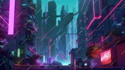 Premium AI Image | A city with a neon sign that says'cyberpunk