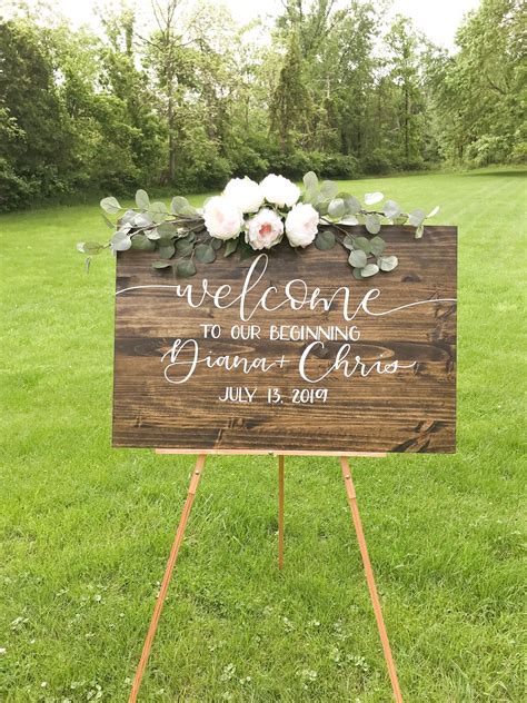 Wedding Welcome Sign | welcome to our beginning wedding sign, custom wood welcome sign, welcome ...