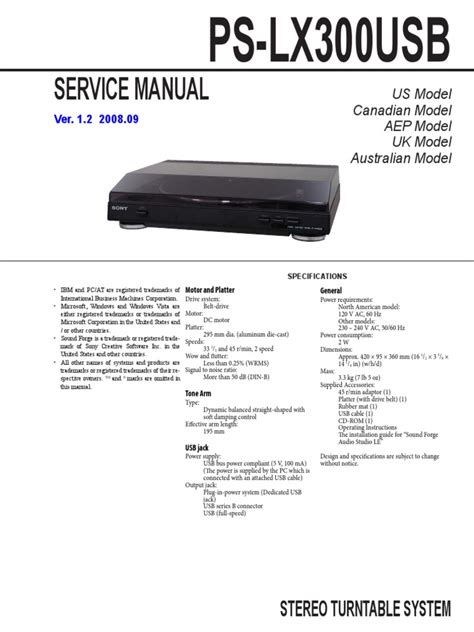 Sony PS-LX300USB User Manual | PDF | Phonograph | Electromagnetism