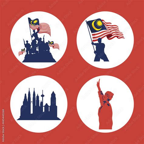 merdeka celebration four icons Stock Vector | Adobe Stock