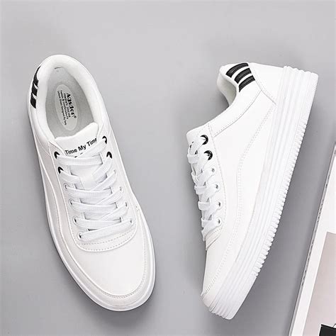 Agsdon Branded Sneakers Striped White Flat Shoes Woman Female Sneakers ...