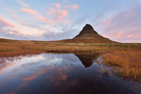 Kirkjufell at Sunrise in Iceland. Stock Photo - Image of landmark ...