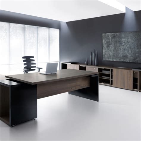 Ultra Modern Executive Black Desk - Ambience Doré