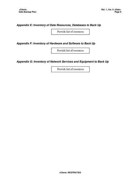 Data backup plan template in Word and Pdf formats - page 9 of 9