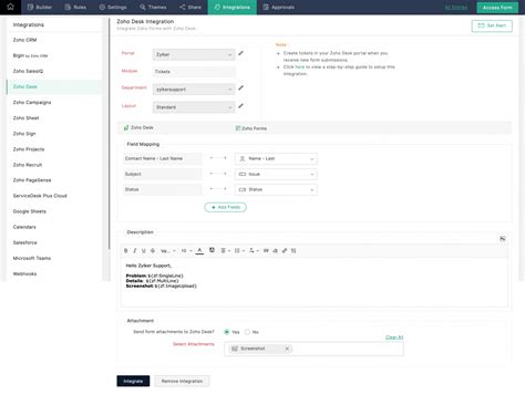 Zoho Desk Integration | Zoho Forms - User Guide