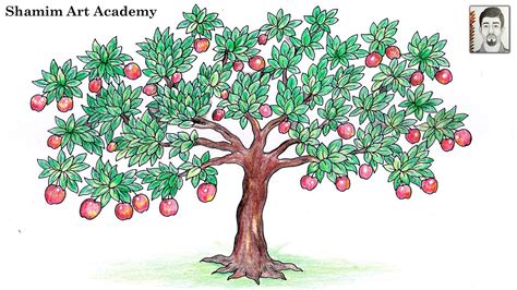 How to Draw Apple Tree (Very Easy Drawing) - YouTube