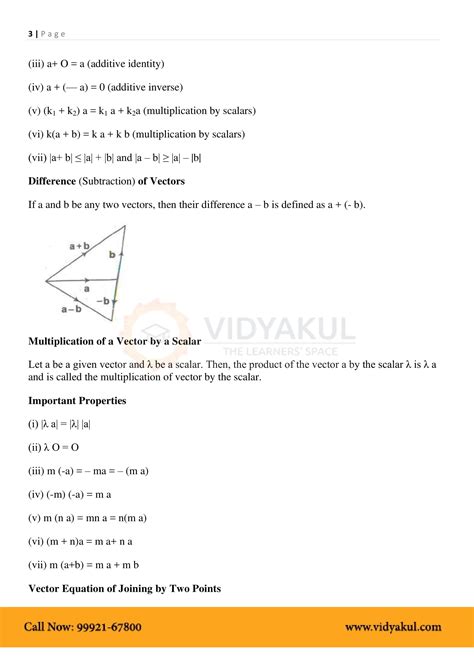 Class 12th Math Vector Algebra Formulas CBSE 2023