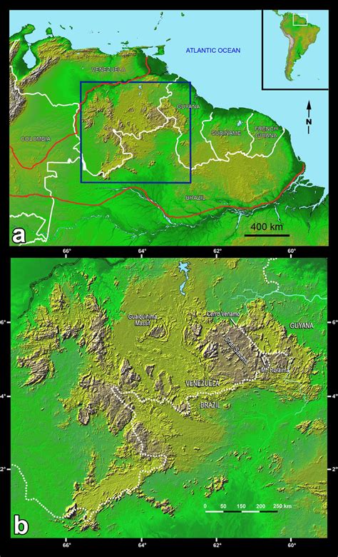 Map of the Guiana Shield (a) and the Pantepui region (b) of South ...