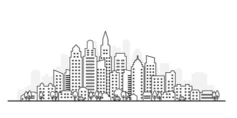 Outline of skyscraper building, city skyline, Vector illustration ...