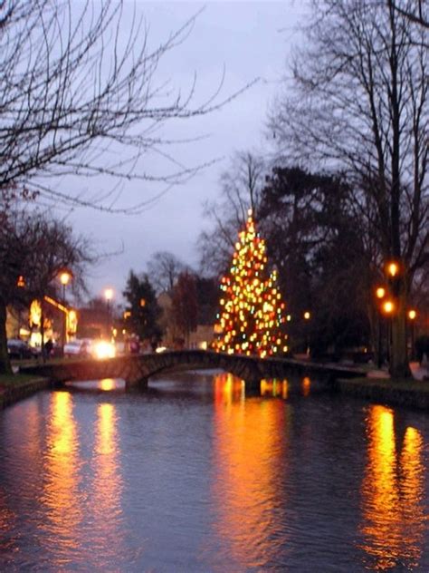 "River Christmas tree in Bourton on the Water, Gloucestershire." by Dave Latham at ...