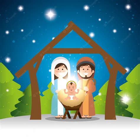 Free Vector | Characters manger merry christmas design