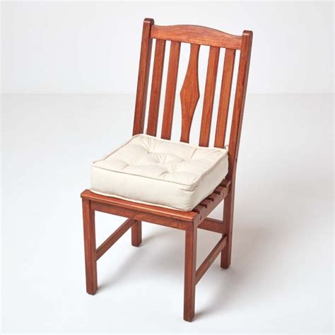 Cream Cotton Dining Chair Booster Cushion