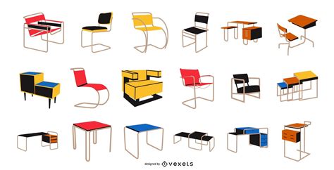 Bauhaus Style Furniture Pack Vector Download